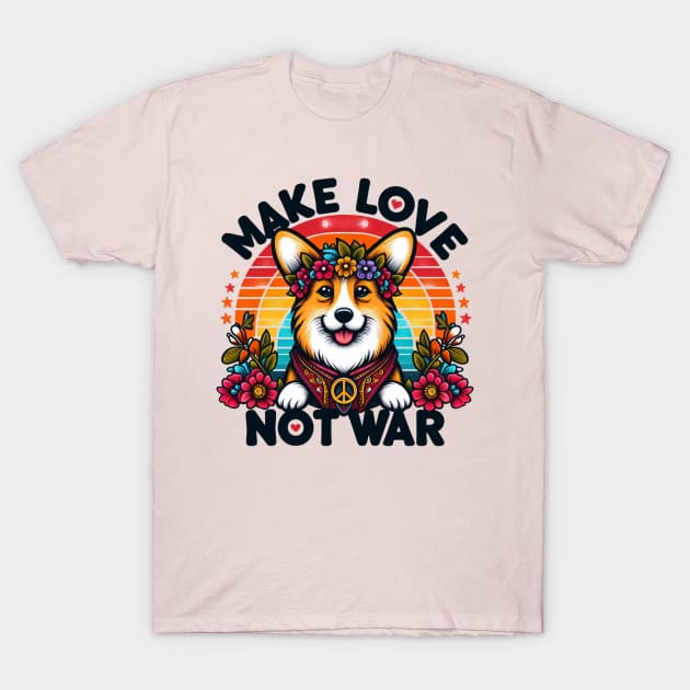 Hippie Corgi T-Shirt by WolfeTEES